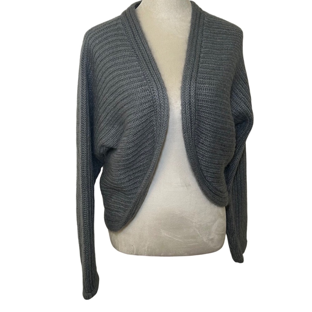 Blushe by Spiegel Gray Mohair Blend Ribbed Cocoon Cardigan Sweater Medium basic